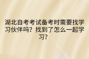 湖北自考考試備考時(shí)需要找學(xué)習(xí)伙伴嗎？找到了怎么一起學(xué)習(xí)？