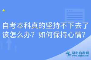 自考本科真的堅(jiān)持不下去了該怎么辦？如何保持心情？