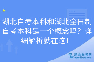 湖北自考本科和湖北全日制自考本科是一個概念嗎？詳細解析就在這！