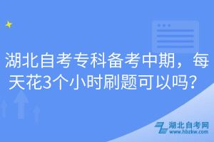 湖北自考?？苽淇贾衅?，每天花3個(gè)小時(shí)刷題可以嗎？