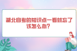 湖北自考的知識(shí)點(diǎn)一看就忘了該怎么辦？