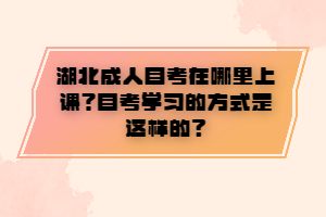 湖北成人自考在哪里上課？自考學(xué)習(xí)的方式是這樣的？