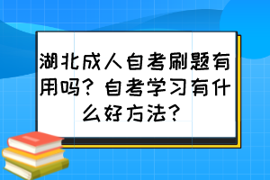 湖北成人自考刷題有用嗎？自考學(xué)習(xí)有什么好方法？