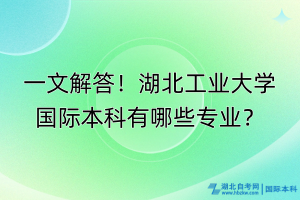 一文解答！湖北工業(yè)大學(xué)國際本科有哪些專業(yè)？