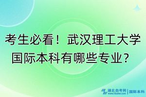 考生必看！武漢理工大學(xué)國際本科有哪些專業(yè)？