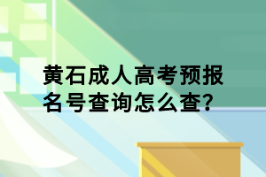 黃石成人高考預報名號查詢怎么查？