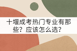 十堰成考熱門專業(yè)有那些？應(yīng)該怎么選？