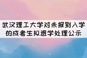 武漢理工大學對未報到入學的成考生擬退學處理公示