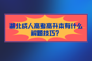 湖北成人高考高升本有什么解題技巧？